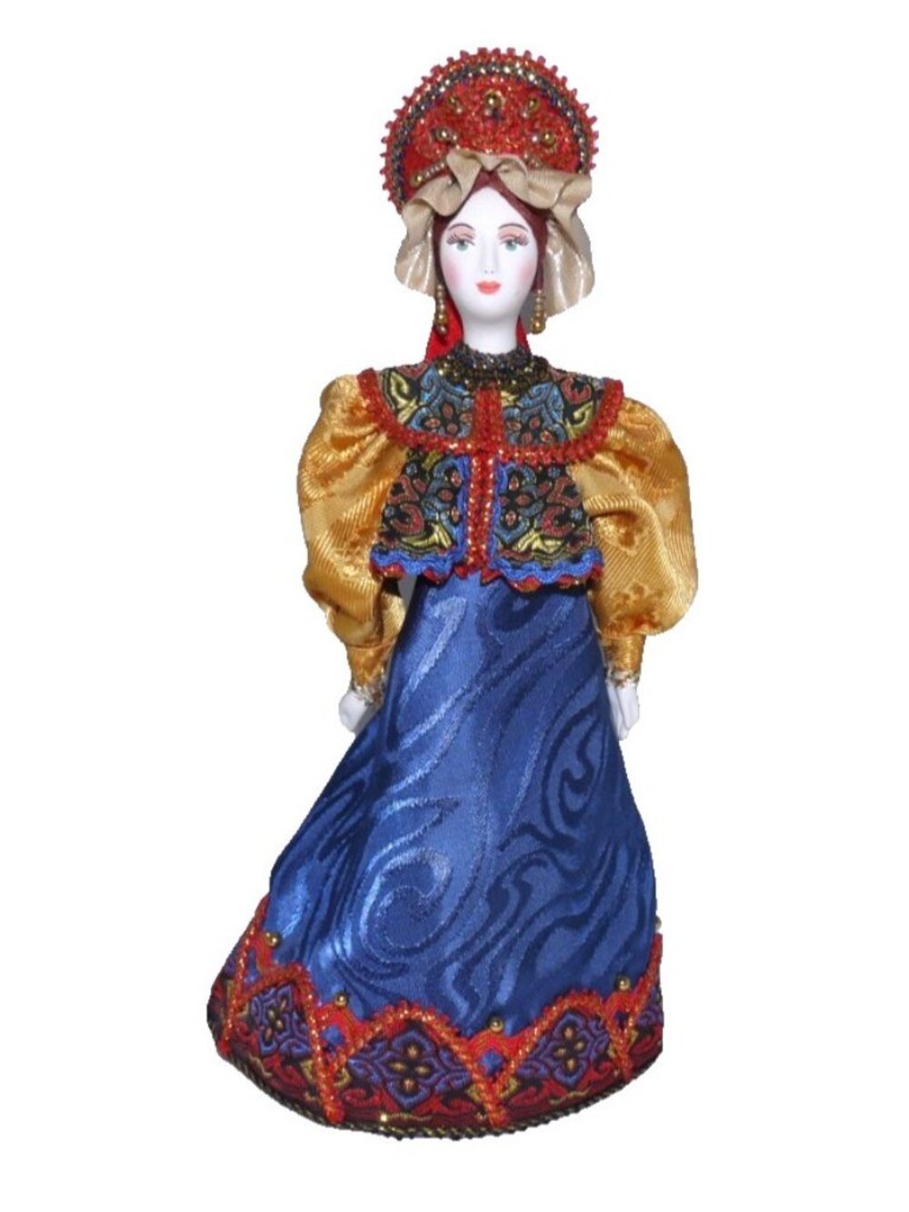Vintage Russian doll with porcelain base & head approx 9" tall